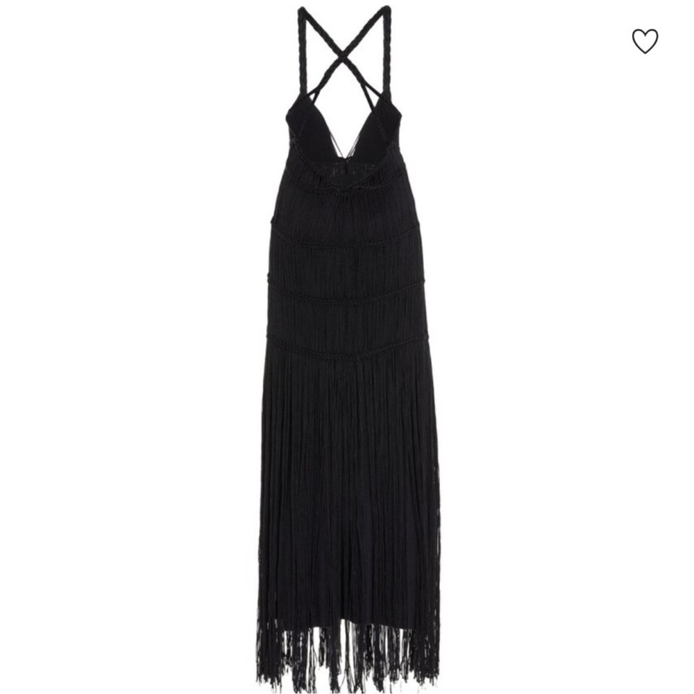Jonathan Simkhai Black Fringe Maxi Dress with Crisscross Straps